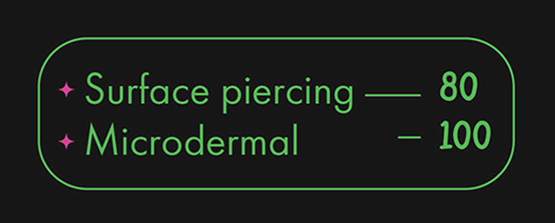 Myst Tattoo Studio piercing price list in Tbilisi, Georgia